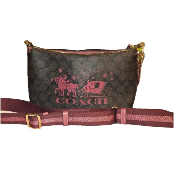 Coach Brown Rogue Clara Bag in Signature Print w Horse Sleigh CN686 Crossbody - Picture 4 of 5